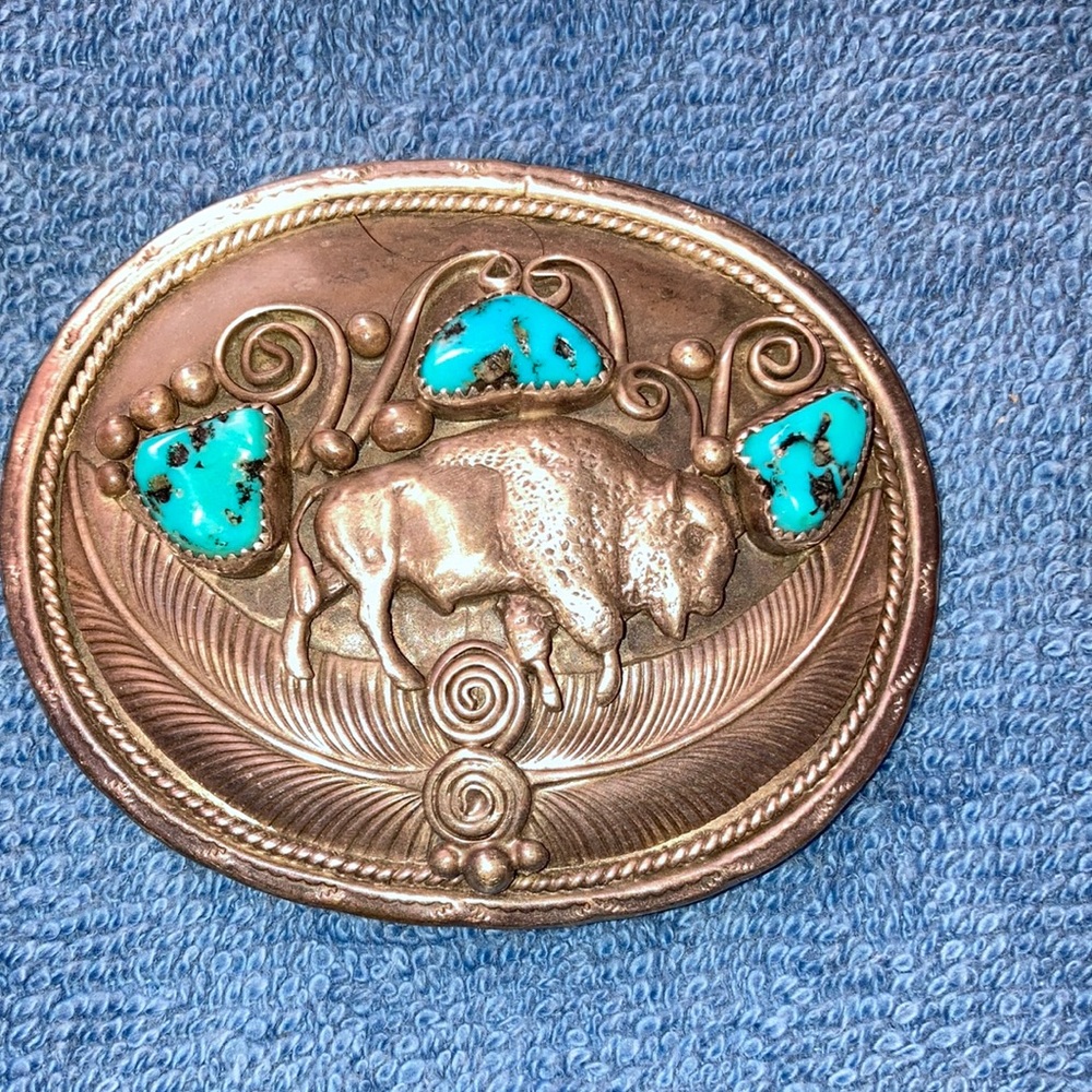 Vintage 1960’s Buffalo and Turquoise Buckle